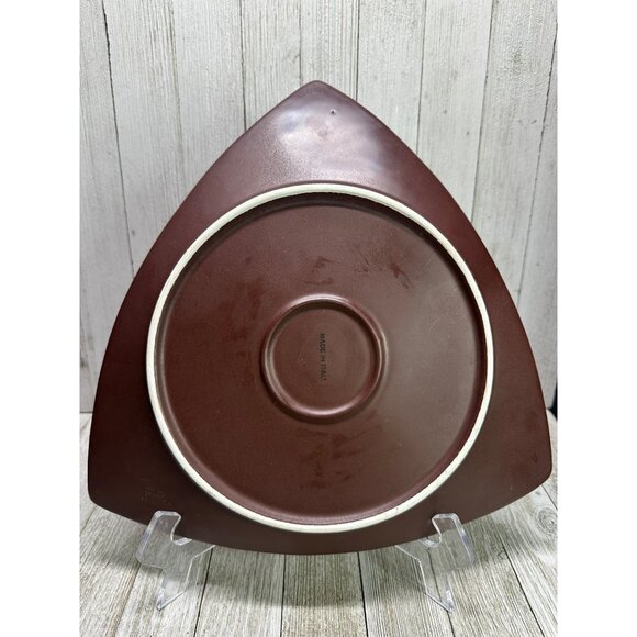 Vintage Italian Triangular Salad Plates White Brown MCM - Set Of 2 - Picture 4 of 7